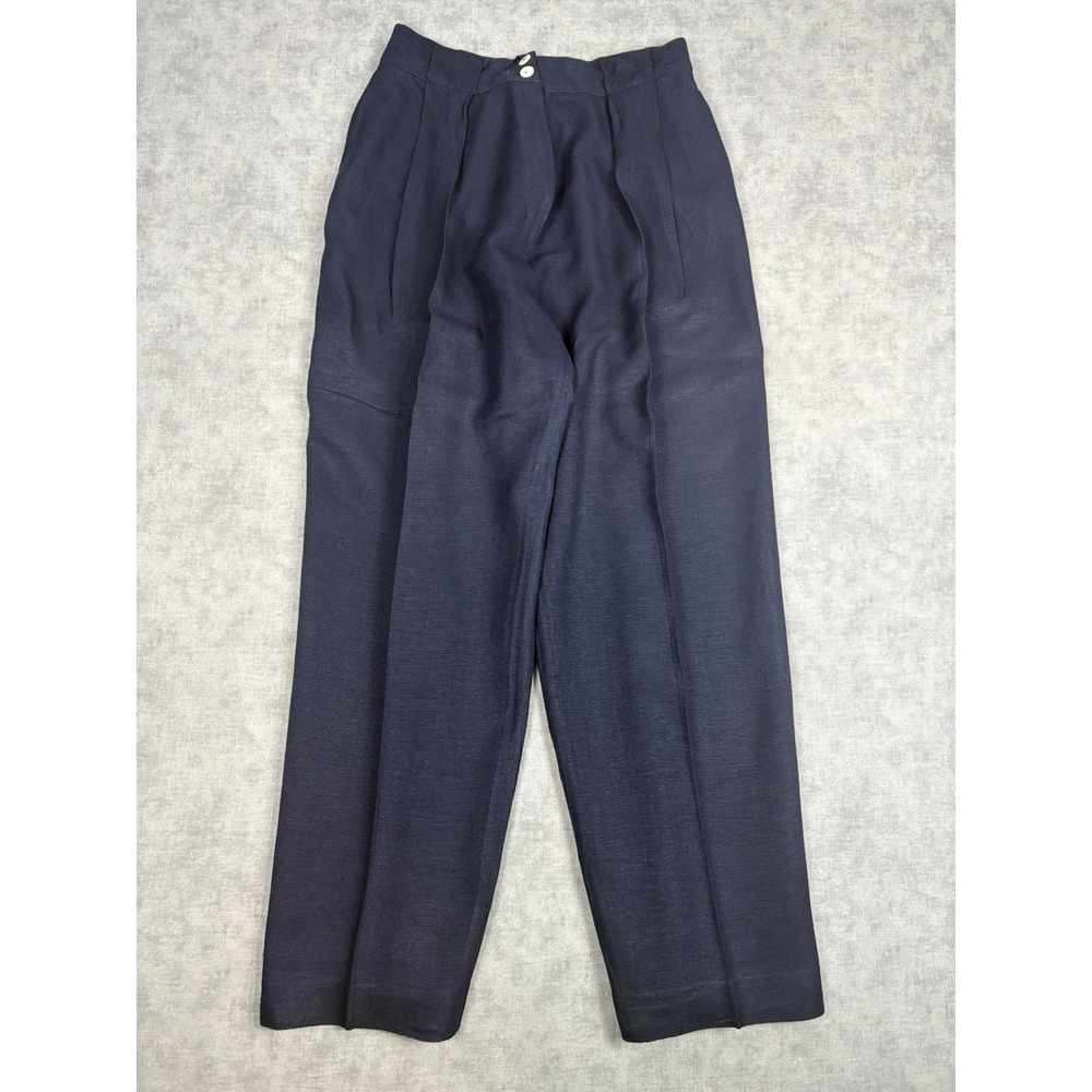 Vintage Christian Dior Separates Womens 12 Navy Pleated Pants USA High Rise